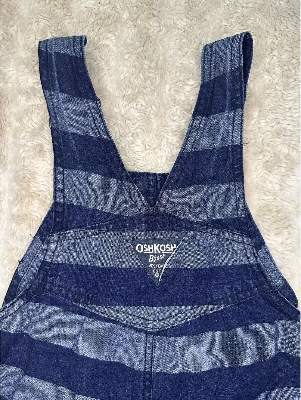 OshKosh B'gosh cotton overalls 4T navy/chambray striped classic vintage-inspired